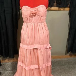 LoveShackFancy Teresa Tiered Strapless Gown Bubblegum Pink Size 12